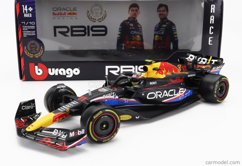 Bburago Red bull F1 Rb19 Team Oracle Red Bull Racing N 11 4th Austin Usa Gp 2023 Sergio Perez 1:18 Matt Blue