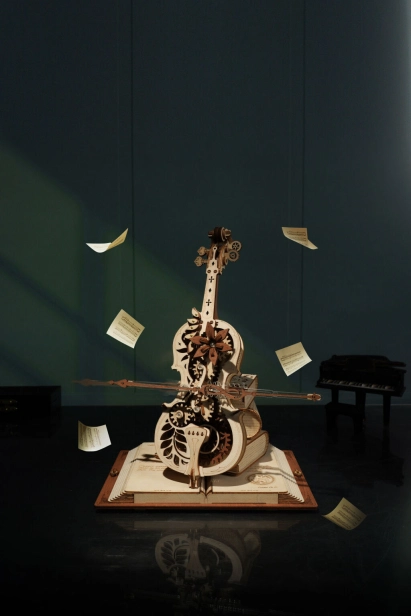 RoboTime 3D dřevěné mechanické puzzle Kouzelné violoncello - poškozený obal