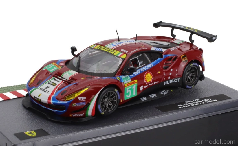 Edicola Ferrari 488 Gt3 3.9l Turbo V8 Team Af Corse N 51 6h Silverstone 2017 Alessandro Pierguidi - James Calado 1:43 Červená
