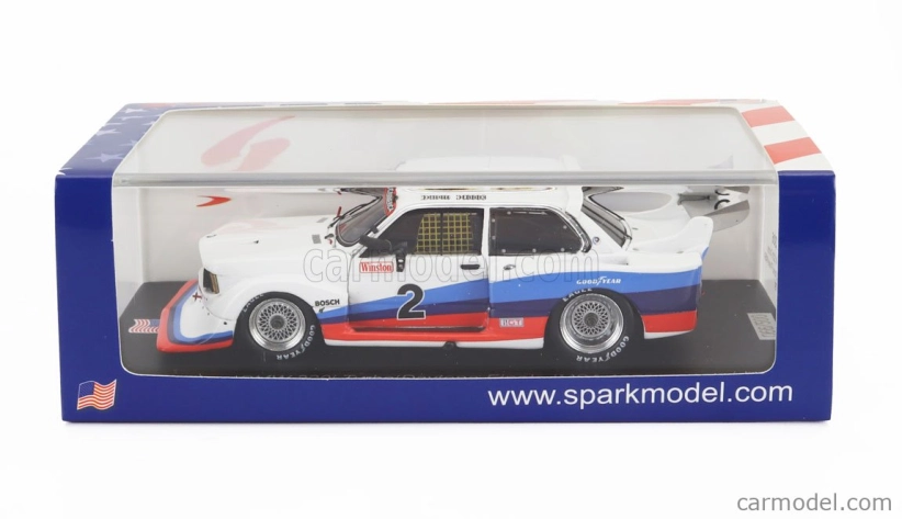 Spark-model BMW radu 3 320i Turbo N 2 Daytona Finals Imsa 1979 David Hobbs 1:43 Biela modrá červená