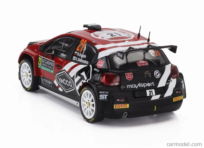 Ixo-models Citroen C3 Rally2 Team Aec Dg Sport N 21 Rally Montecarlo 2024 Nikolay Gryazin - Konstantin Aleksandrov 1:43 Červená Černá Bílá