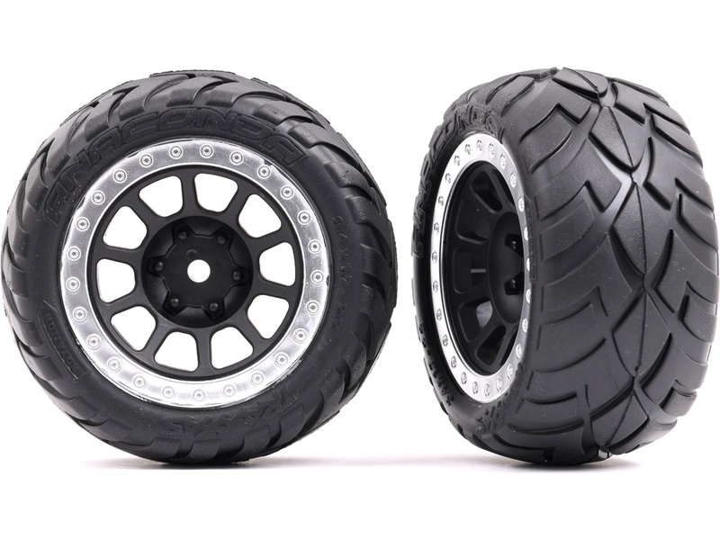 Traxxas koleso 2.2", disk sivý/chrómovaný, pneu Anaconda (2) (zadné)