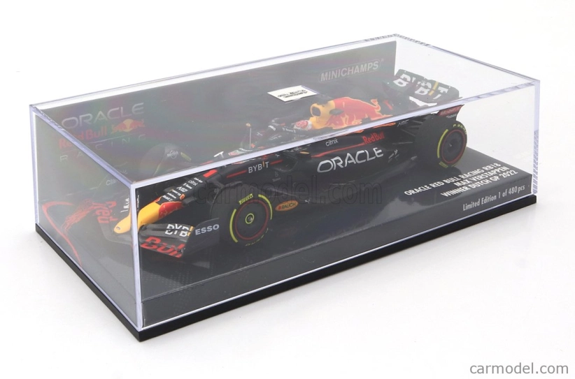 Minichamps Red bull F1 Rb18 Team Oracle Red Bull Racing N 1 Majster sveta Víťaz GP Holandska 2022 Max Verstappen 1:43 Matná modrá žltá červená