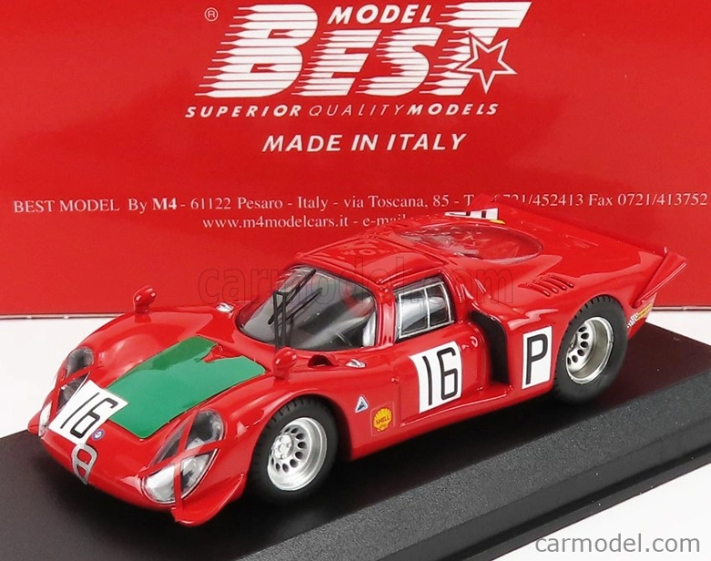 Best-model Alfa romeo 33.2 N 16 Nurburgring 1968 I.giunti - N.galli 1:43 Červená Zelená