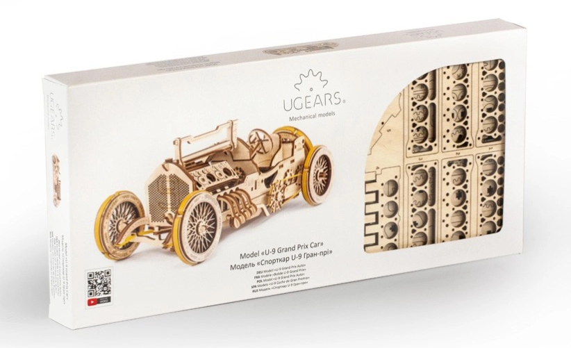 Ugears 3D dřevěné mechanické puzzle U9 Auto (Grand Prix)