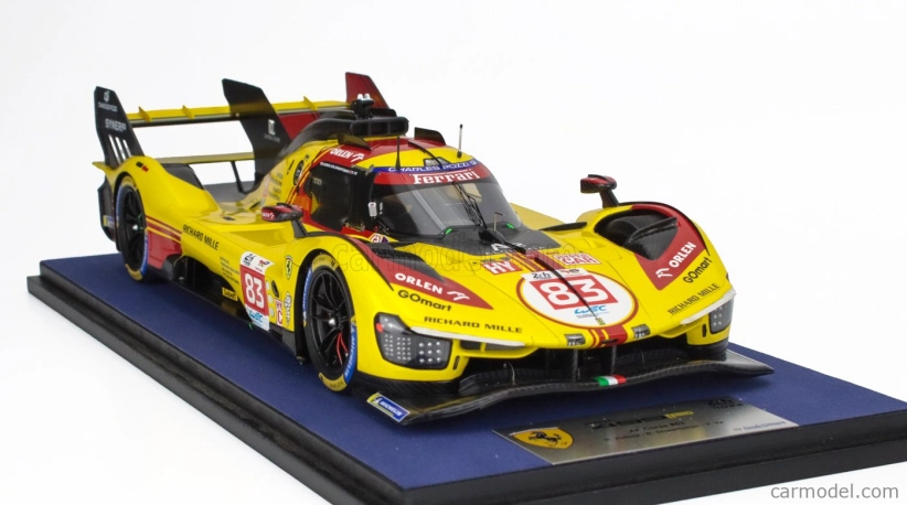 Looksmart Ferrari 499p 3.0l Turbo V6 Team Af Corse N  83 24h Le Mans 2024 Robert Kubica - Robert Shwartzman - Yifei Ye 1:18 Žlutá Červená