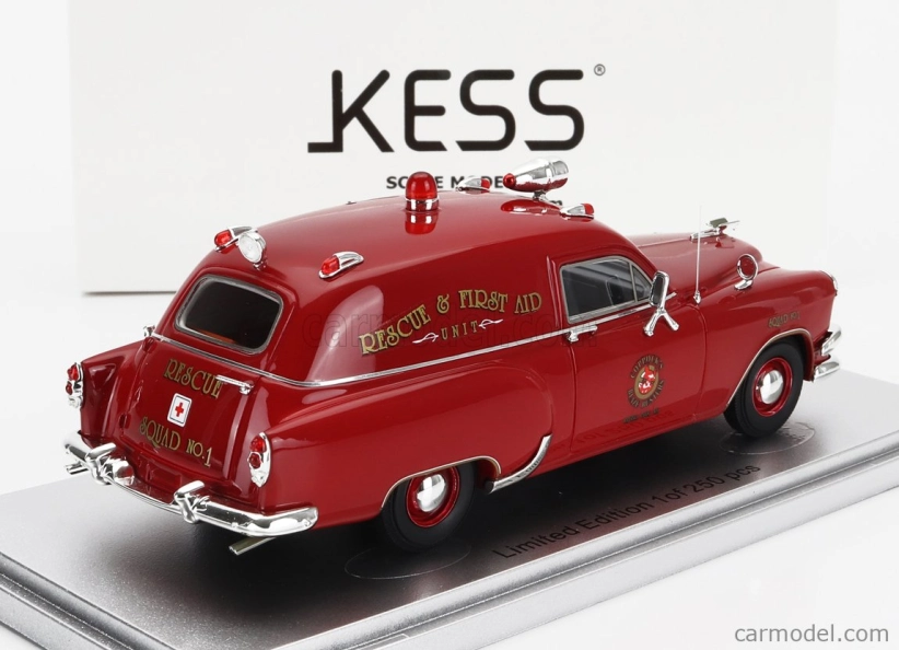Kess-model Chevrolet National Ambulance Royal Oak Michigan Fire Protection Fire Engine 1954 1:43 Red