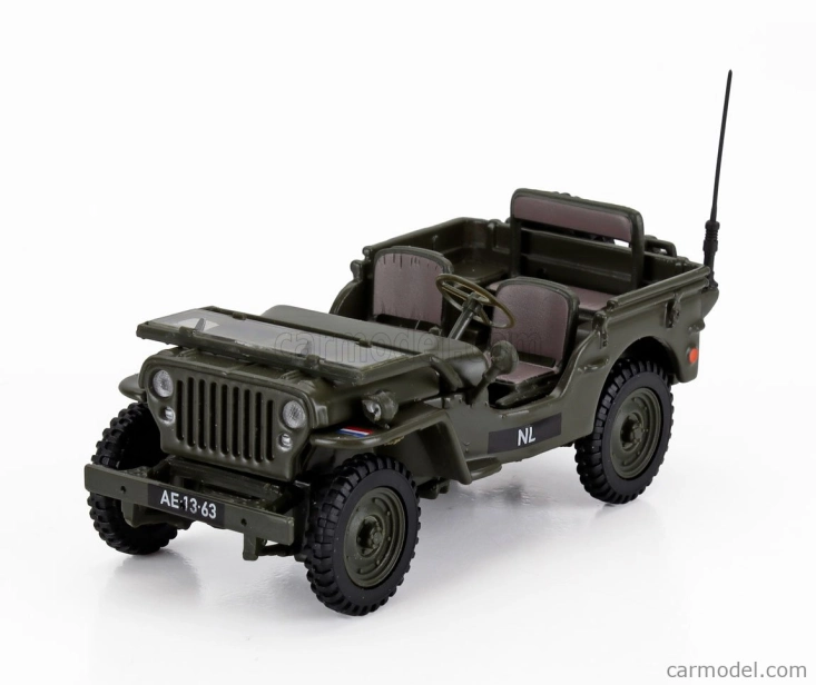 Hongwell Jeep Willys Necaf 1/4 Nl Army Open 1942 1:43 Vojenská Zelená