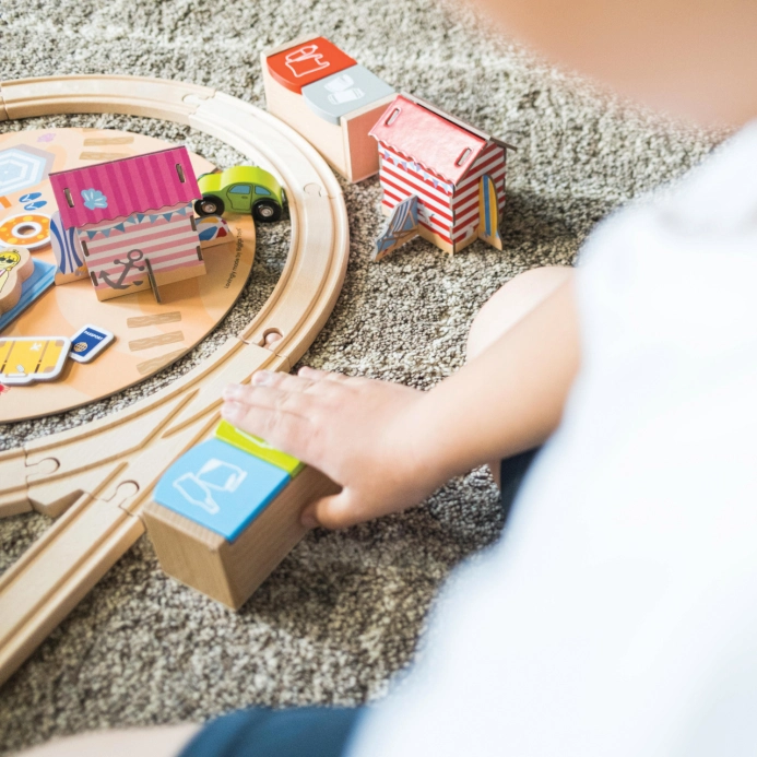 Bigjigs Rail Drevené vláčikové koľaje Čistenie pobrežia 70 kusov