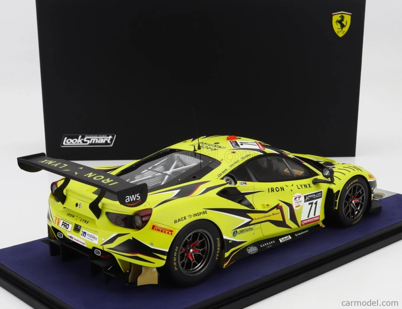 Looksmart Ferrari 488 Gt3 Evo 3.9l Turbo V8 Team Iron Lynx N 71 3rd 24h Spa 2022 Antonio Fuoco - Davide Rigon - Daniel Serra - Con Vetrina - With Showcase 1:18 Žlutá Černá