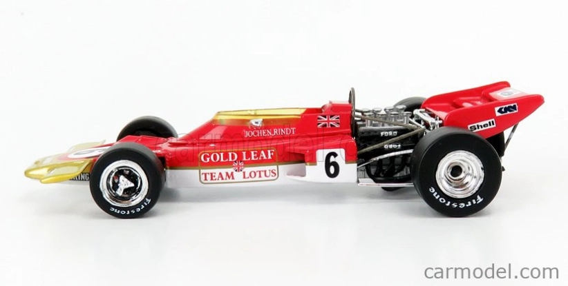 Quartzo Lotus F1 72c Team Lotus N 6 Víťaz majstrovstiev sveta v GP Francúzska 1970 Jochen Rindt 1:43 Červené zlato