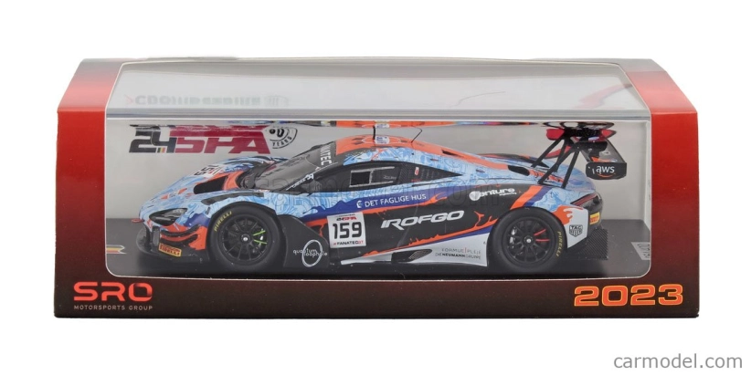 Spark-model Mclaren 720s Gt3 Evo Team Garage59 N 159 24h Spa 2023 M.kirchhofer - B.goethe - N.kjaergaard 1:43 Light Blue Orange