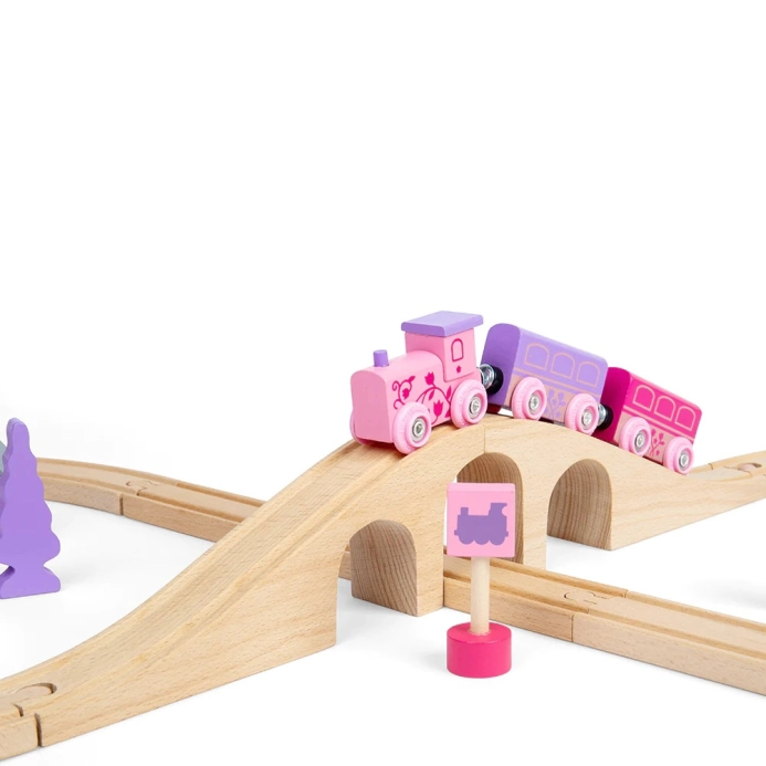 Bigjigs Rail Dřevěná vláčkodráha osmička pro princezny 35 dílů