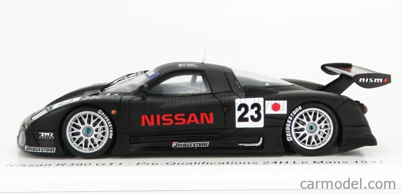 Spark-model Nissan R390 Gt1 3.5l Turbo N 23 Predkvalifikácia 24h Le Mans 1997 K.hoshino - E.comas - M.kageyama 1:43 Black