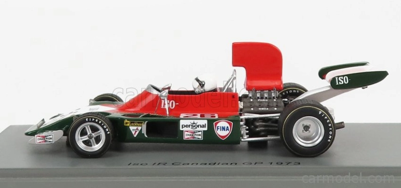Spark-model Iso rivolta F1 Ir N 26 Canada Gp 1973 T.schenker 1:43 Červená Zelená Bílá