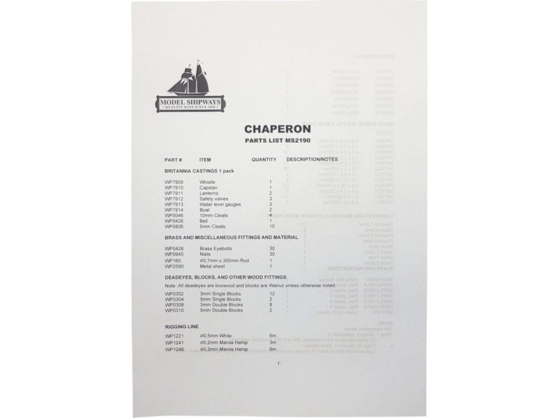 Model Shipways Chaperon 1:48 1884 kit
