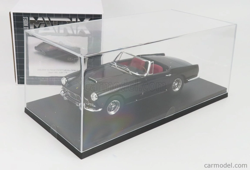 Matrix scale models Ferrari 250gt Ii-series Cabriolet Open 1960 - Con Vetrina With Showcase 1:18 Black