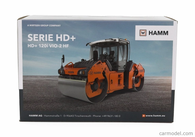 Nzg Hamm Hd+120i Vio-2 Hf Rullo Vibrante Bitamburo Liscio - Schiacciasassi - Stone Crusher Roll 1:50 Oranžová Šedá Bílá