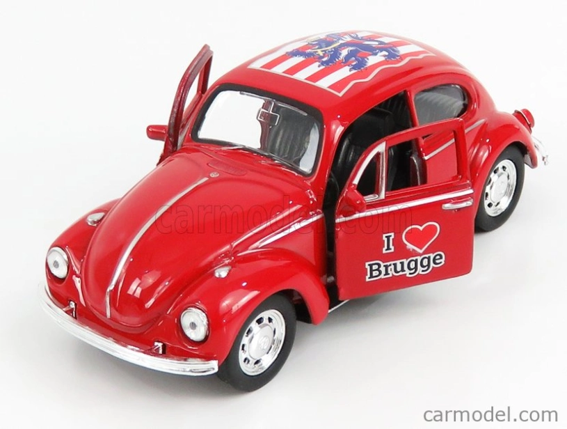 Welly Volkswagen Kafer Beetle 1959 - I Love Brugge - Without Box 1:34 Red