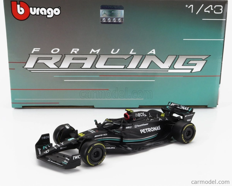 Bburago Mercedes gp Set F1 4x W14 Team Mercedes-amg Petronas Formula One N 44 Season 2023 Lewis Hamilton - N 63 Season 2023 George Russell - W13 N 44 Season 2022 Lewis Hamilton – W12 N 44 Season 2021 Lewis Hamilton 1:43 matná čierna strieborná