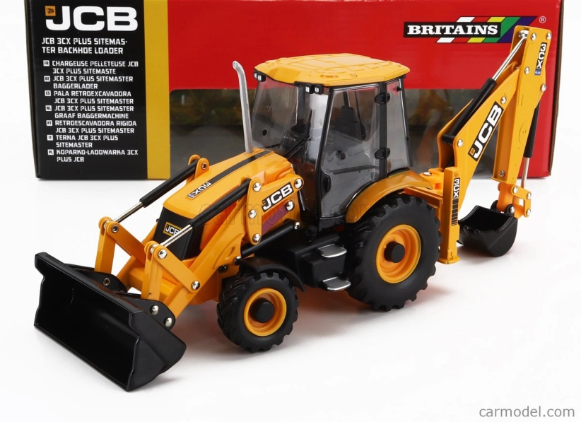 Britains JCB 3cx Plus Ruspa Gommata - traktorový škrabák 1:32 žltá čierna