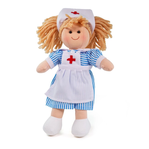 Bigjigs Toys Látková panenka zdravotní sestřička Nancy 28 cm