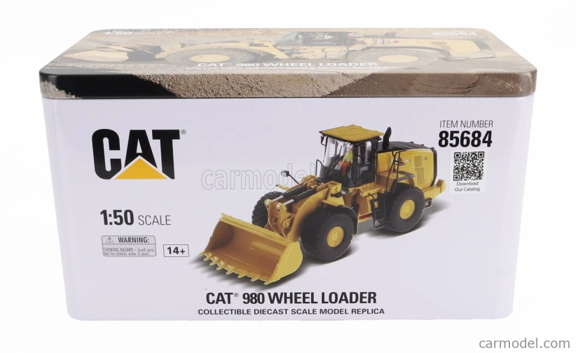 Dm-models Caterpillar Cat980 Ruspa Gommata - Scraper Tractor Wheel Loader 1:50 Žlutá Černá
