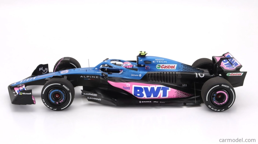 Minichamps Renault F1  A523 Team Bwt Alpine N 10 8th Miami Gp With Pit Board 2023 Pierre Gasly 1:18 Modrá Černá Růžová