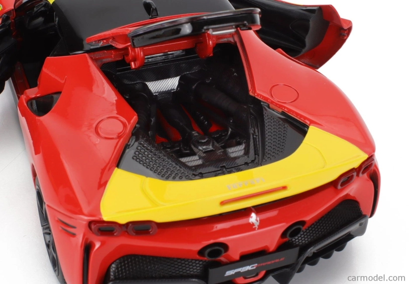 Bburago Ferrari Sf90 Stradale Hybrid 1000hp N 50 24h Le Mans Livery - Con Vetrina - With Showcase - Exclusive Carmodel 1:18 Červená Žlutá