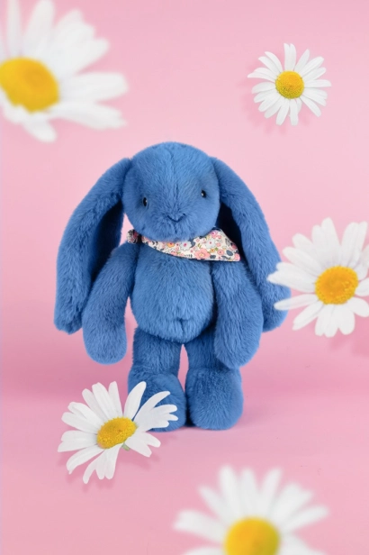 Doudou Plyšový králik so šatkou modrý 35 cm