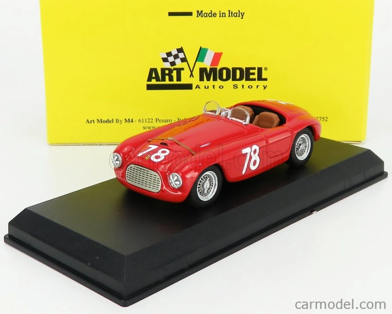 Art-model Ferrari 166mm Barchetta Ch.0034 N 78 2nd Coppa D'oro Di Sicilia 1951 P.marzotto 1:43 Červená
