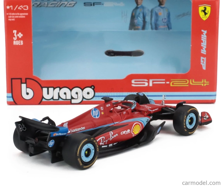 Bburago Ferrari F1 Sf-24 Team Scuderia Ferrari N 16 3rd Miami Gp 2024 Charles Leclerc 1:43 Červená Černá Světle Modrá