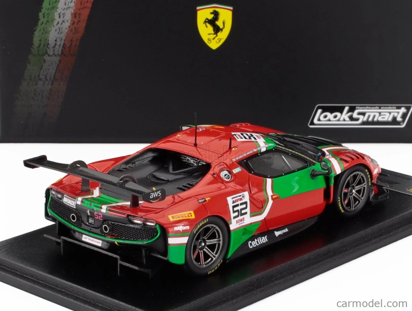Looksmart Ferrari 296 Gt3 3.0l Twin Turbo V6 Team Af Corse N 52 24h Spa 2024 Andrea Bertolini - Jef Machiels - Louis Machiels - Tommaso Mosca 1:43 Červená Zelená
