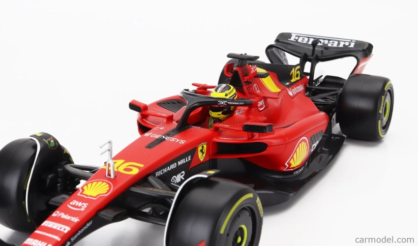 Bburago Ferrari F1  Sf-23 Team Scuderia Ferrari N 16 4th Monza Italy Gp 2023 Charles Leclerc 1:18 Červená Černá Žlutá
