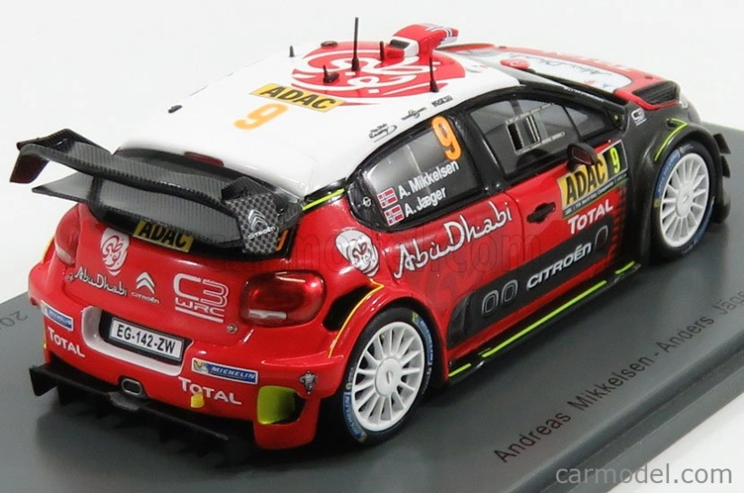 Spark-model Citroen C3 Wrc Team Citroen Total Abu Dhabi Wrt N 9 Rally Nemecko 2017 A.mikkelsen - A.jager 1:43 Červená čierna biela