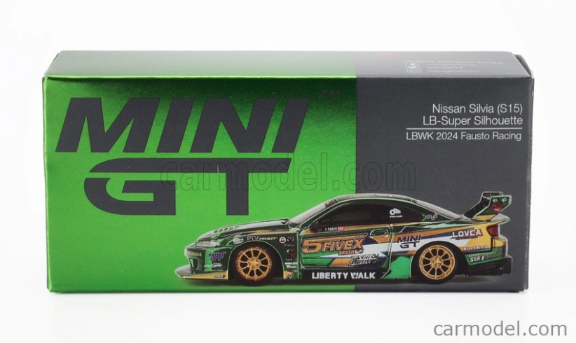 Mini-gt Nissan Silvia (s15) Lb Super Silhouette N 5 Fausto Racing Lhd 2024 1:64 Zelená