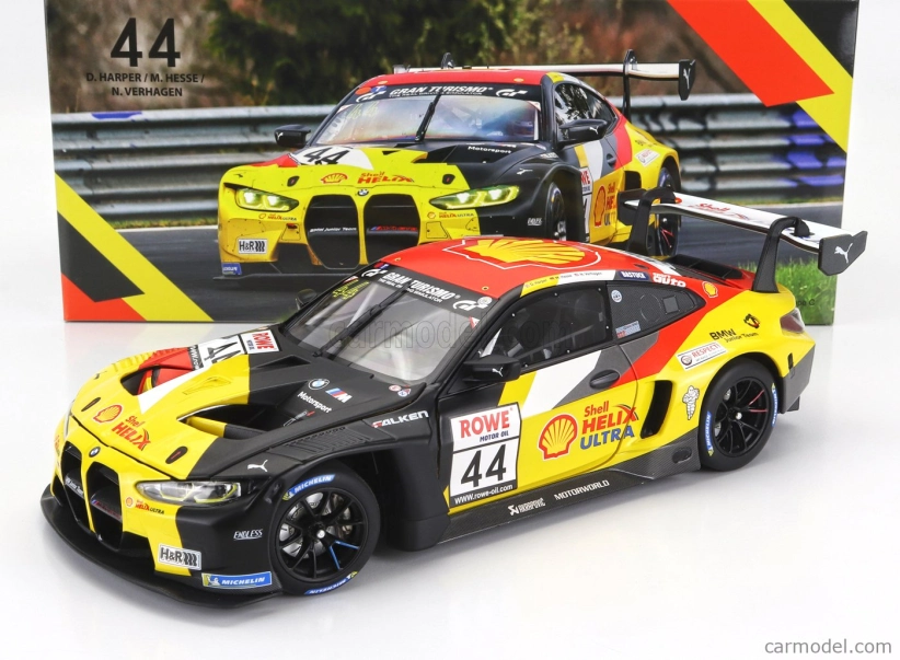 Minichamps BMW radu 4 M4 Gt3 Team Bmw Junior N 44 Víťaz Nls 3 Nurburgring Adac Rundstrecken Trophy 2023 Dan Harper - Max Hesse - Neil Verhagen 1:18 Žltá červená čierna
