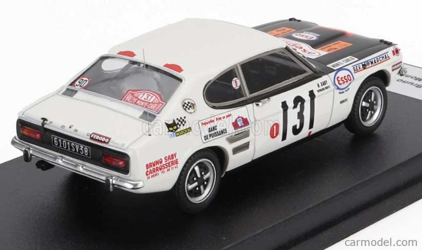 Trofeu Ford england Capri 2300 (nočná verzia) N 131 Rally Montecarlo 1971 Bruno Saby - Bernard Moyet 1:43 Biela Čierna
