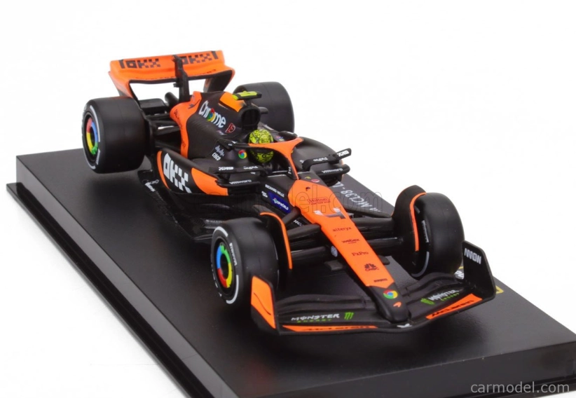 Bburago Mclaren F1  Mcl38 Team Mclaren N 4 Winner Miami Gp 2024 First F1 Victory Lando Norris - With Pilot And Showcase 1:43 Oranžová Černá
