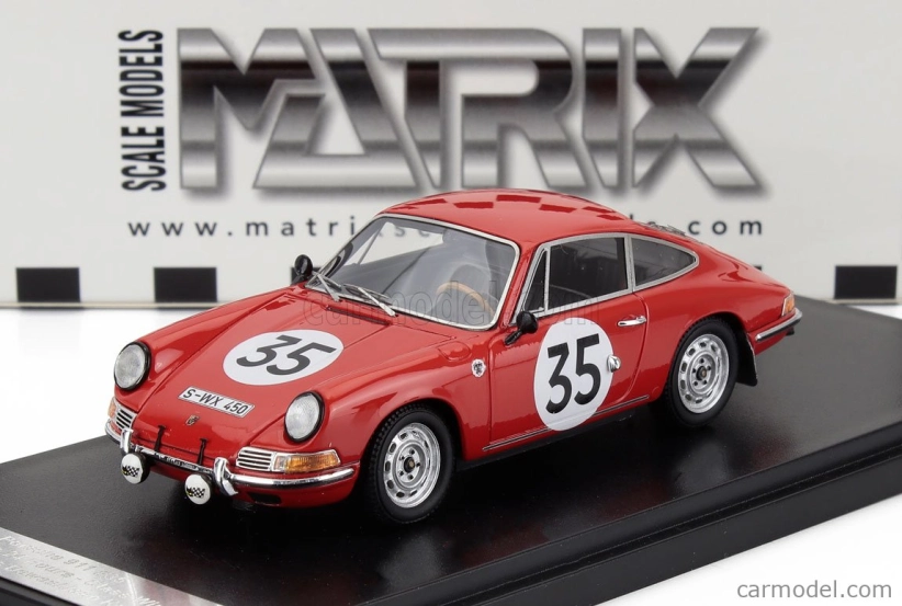 Matrix scale models Porsche 911s Coupe Team J.franc N 35 24h Le Mans 1966 Jean Kerguen - Jacques Dewes 1:43 Red