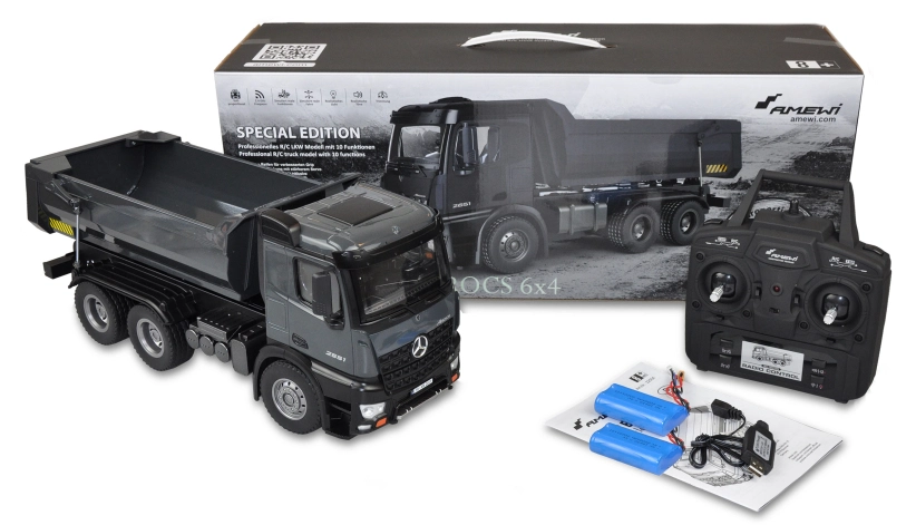 RC celokovový sklápač Mercedes-Benz Arocs, čierna