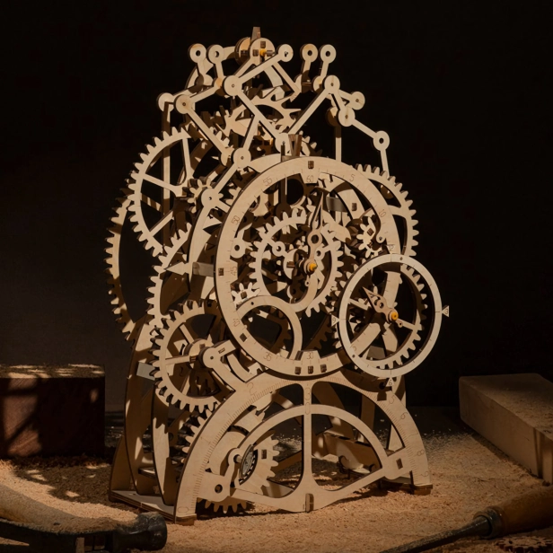 RoboTime 3D dřevěné mechanické puzzle Hodinový strojek
