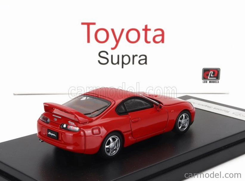 LCD-model Toyota Supra Mkiv (a80) Coupe 1993 - Detaily motora 1:64 Červená