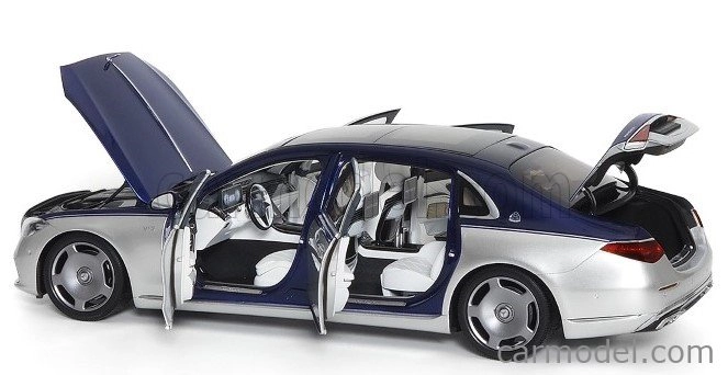 Almost-real Mercedes benz S-class S600 V12 Biturbo Maybach 2021 1:18 Námořní Modrá Stříbrná