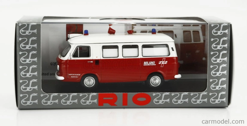 Rio-models Fiat 238 Ambulance Sos Associazione Volontaria 1968 1:43 červená biela