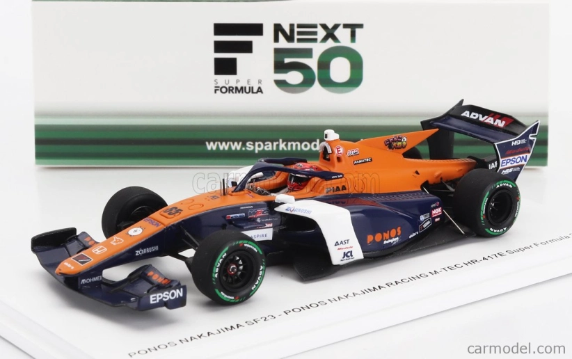 Spark-model Dallara Sf23 Hr-417-e Team Ponos Nakajima Racing M-tec N 65 Super Formula Season 2024 Ren Sato 1:43 Orange White Blue