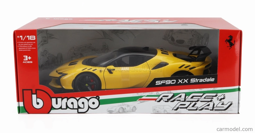 Bburago Ferrari Sf90xx Stradale 2024 1:18 Giallo Modena - Žlutá Černá