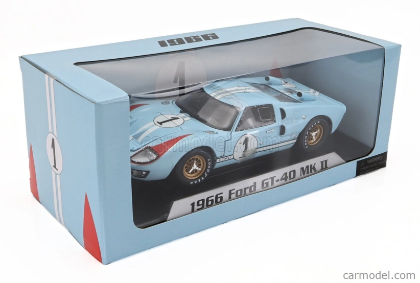 Shelby-collectibles Ford usa Gt40 Mkii 7.0l V8 Team Shelby American Inc. N 1 2nd (but Really Winner) 24h Le Mans 1966 K.miles - D.hulme 1:18 Light Blue