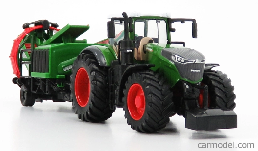 Bburago Fendt Vario 1050 Tractor With Cultivator Trailer 2016 1:50 Zelená Šedá Červená