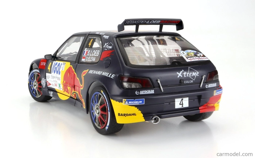 Solido Peugeot 306 Maxi Red Bull N 4 6. Rally Mont Blanc 2021 S.loeb - D.elena 1:18 Modrá žltá červená